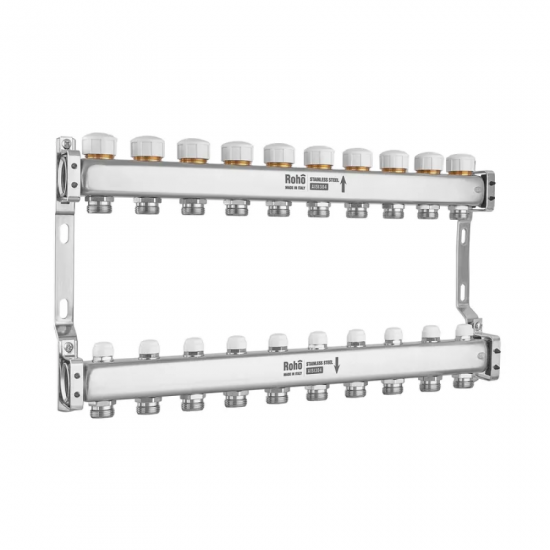 Колектор з термостатичними та запірними клапанами Roho R805-10M - 1"х 10 вих. (RO1041)