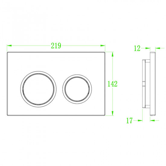 Панель змиву Koer KT-0605-03 220x140x12mm пластикова, кнопка кругла (KR5316)
