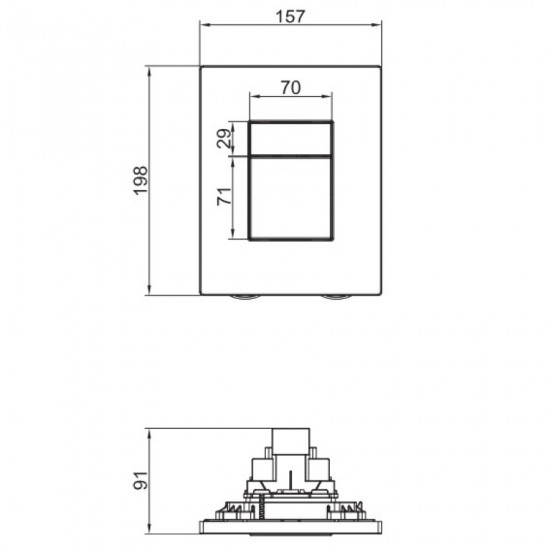 Панель змиву пластикова Koer KT-0607-05 157x198x3mm, кнопка квадратна (KR5346)