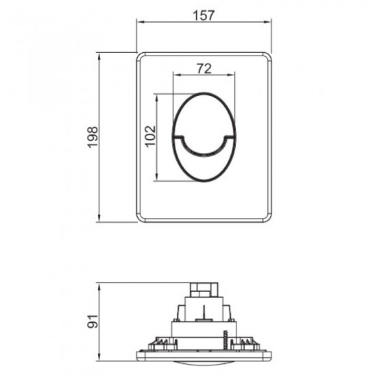 Панель смыва пластиковая Koer KT-0606-05 157x198x3mm, кнопка закругленная (KR5343)