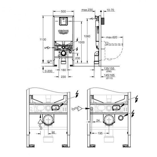 Система установки для унитаза 3 в 1 Grohe Rapid SLX (39598000)