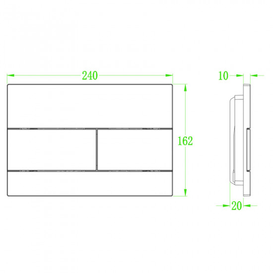 Панель змиву Koer KT-0603-03 240x160x10mm пластикова, кнопка лінійна (KR5318)