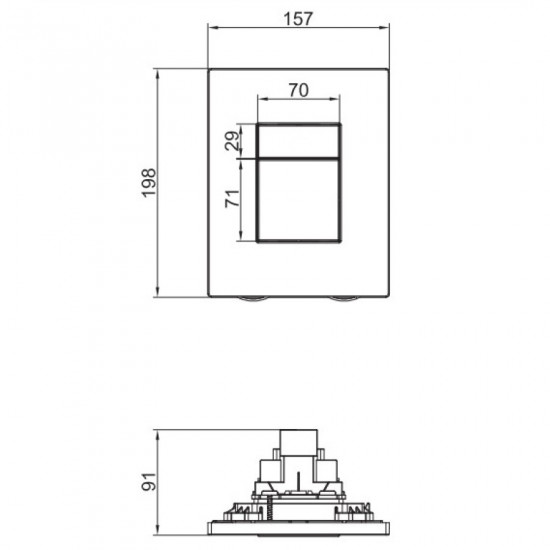 Панель змиву пластикова Koer KT-0607-07 157x198x3mm, кнопка квадратна (KR5345)