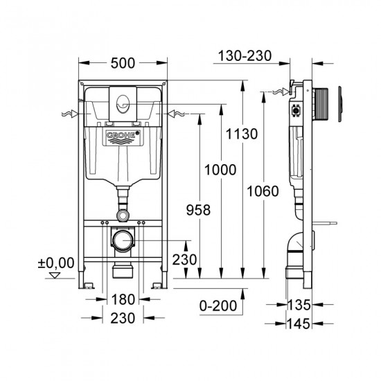 Система установки для унитаза 3 в 1 Grohe Rapid SL (38722001)