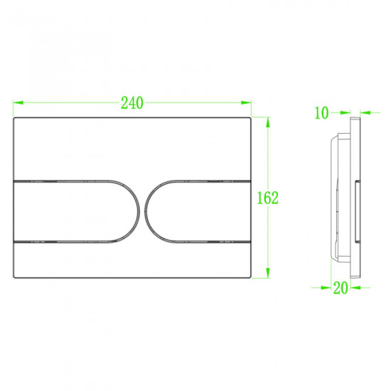 Панель смыва Koer KT-0604-05 240x160x10mm пластиковая, кнопка закругленная (KR5324)