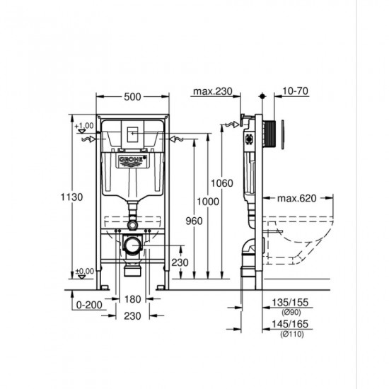 Комплект для унитаза Grohe Rapid SL 3в1, высота инсталляции 1,13 м (39939000) Комплект для унитаза Grohe Rapid SL 3в1, высота инсталляции 1,13 м (39939000)