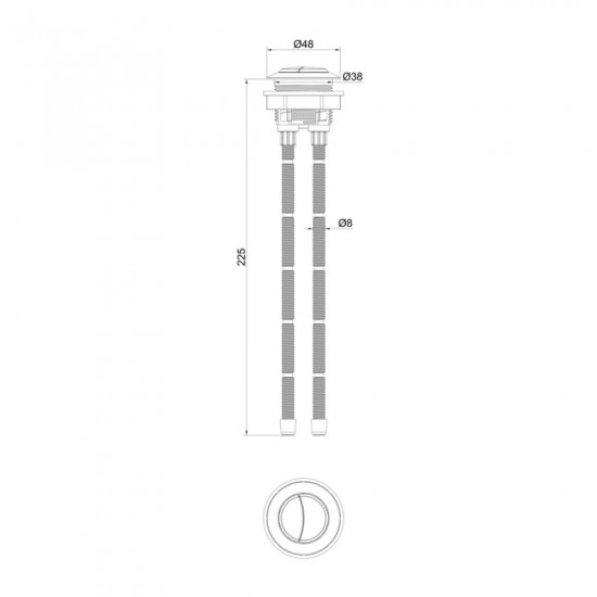 Кнопка спуску води Koer KT-1404 для механічного зливного клапана подвійна для KT-0202 (колір хром)