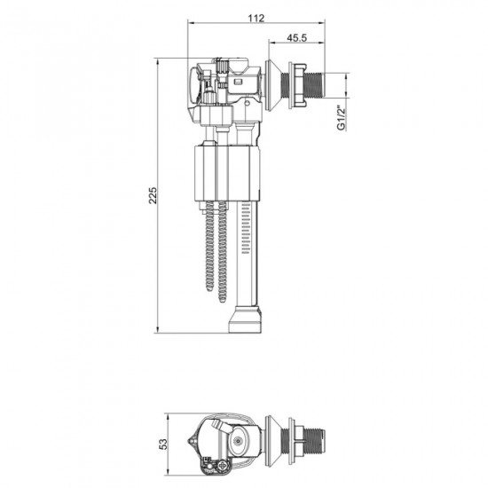 Арматура наповнювальна Koer KT-0107-1/2" з боковим підведенням та латунним різьбленням 1/2" (KR5831
