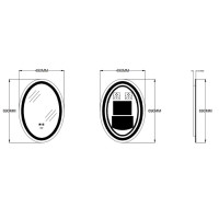 Зеркало Zerix Fusion MV01-50x70 с LED Touch, Anti-fog, диммером, регулятором яркости (ZX6067)