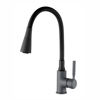 Змішувач для кухні Zerix Atrium-011-T Graphite Refl.Black (Колір графіт+силік.вилив чорний) (ZX6106)