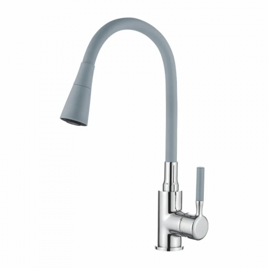 Змішувач для кухні Zerix Atrium-011-T Refl.GRAY (Колір хром+силік.вилив сірий) (ZX4718)