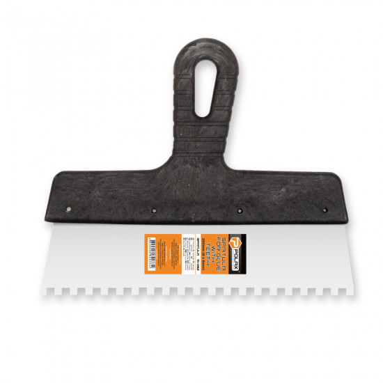 Шпатель Polax із нержавіючої сталі для плитки 250 мм, зуб 6 х 6 мм (111-062)