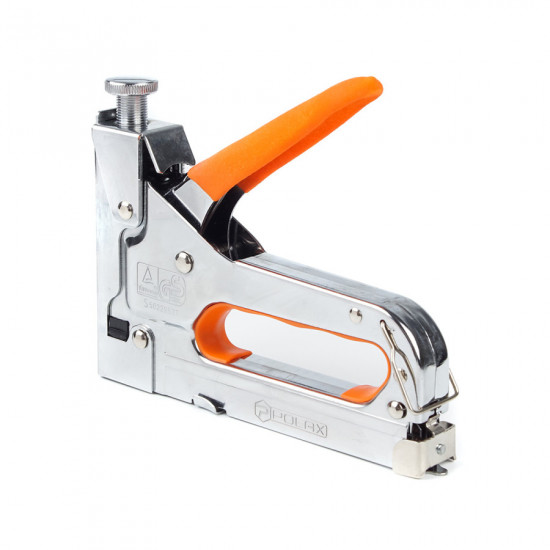 Степлер строительный хромированный металлический Polax 4-14 мм (24-006)