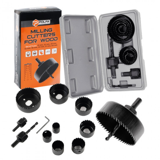 Набір корончастих фрез по дереву та гіпсокартону Polax 8 од. (41-002)