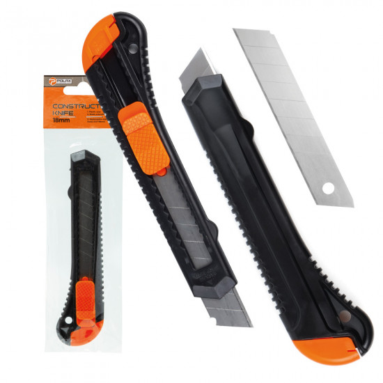 Ніж будівельний Polax пластиковий з висувним лезом 18 мм (23-001)