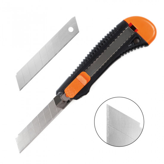 Ніж будівельний Polax пластиковий з висувним лезом посилений 18 мм (23-002)