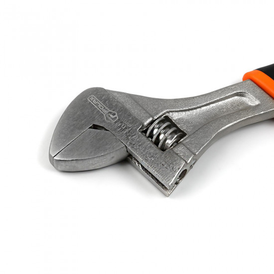 Ключ розвідний Polax з прогумованою рукояткою 200 мм (25-018)