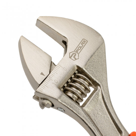 Ключ розвідний Polax з прогумованою рукояткою 200 мм (25-018)