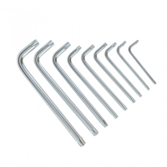 Набір шестигранних TORX ключів Polax Г-подібних, 9 предметів, Т10-Т50, Cr-V (25-007)