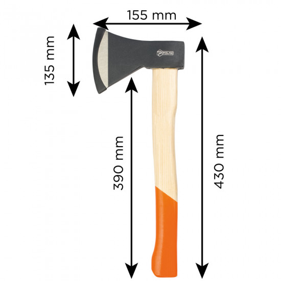 Сокира Polax універсальна, дерев\'яна ручка 1000 г (36-041)
