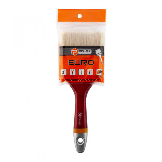 Пензель флейцевий Polax 3" тип "Євро" професійний, змішаний ворс, пластикова ручка (14-005)