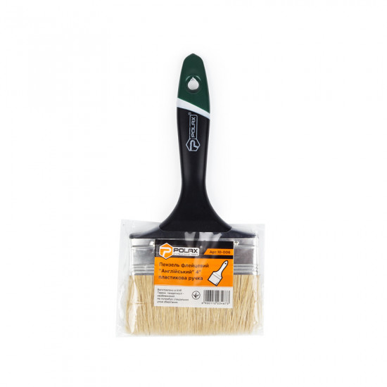 Пензель флейцевий Polax 4" тип "Англійська" професійна, змішаний ворс, пластикова ручка (10-006)