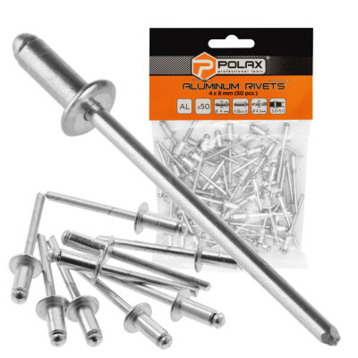 Заклепки алюмінієві витяжні 4 х 8 мм Polax (37-008)