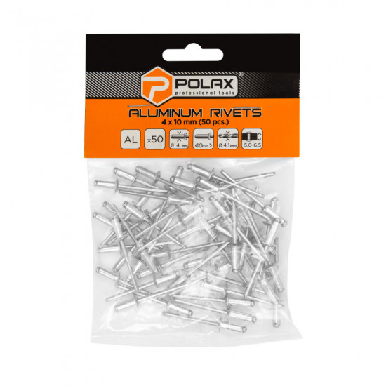 Заклепки алюминиевые вытяжные 4 х 10 мм Polax (37-009)