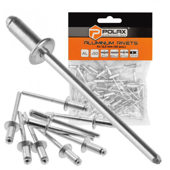 Заклепки алюмінієві витяжні 4 х 12,5 мм Polax (37-010)