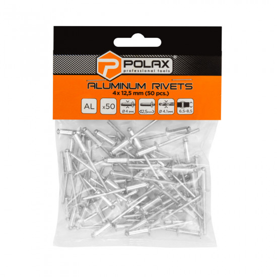 Заклепки алюмінієві витяжні 4 х 12,5 мм Polax (37-010) Заклепки алюмінієві витяжні 4 х 12,5 мм Polax (37-010)
