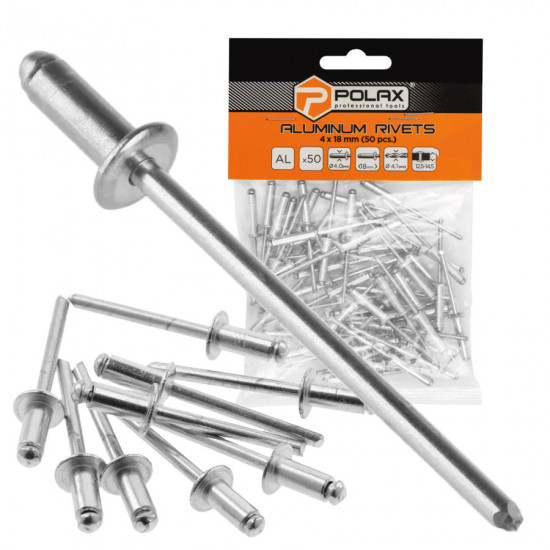 Заклепки алюмінієві витяжні 4 х 18 мм Polax (37-013)