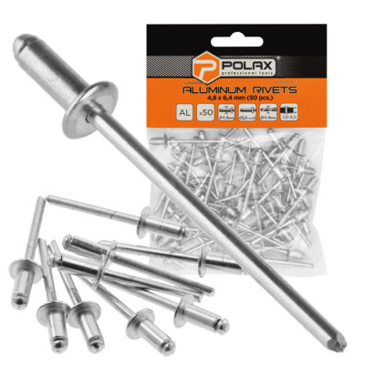 Заклепки алюмінієві витяжні 4,8 х 6,4 мм Polax (37-014)