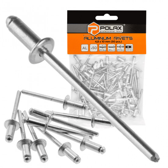 Заклепки алюмінієві витяжні 4,8 х 10 мм Polax (37-016)