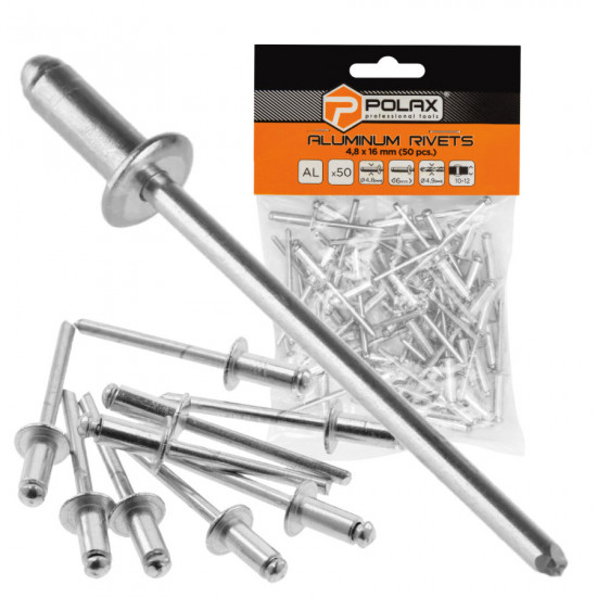 Заклепки алюмінієві витяжні 4,8 х 16 мм Polax (37-019)