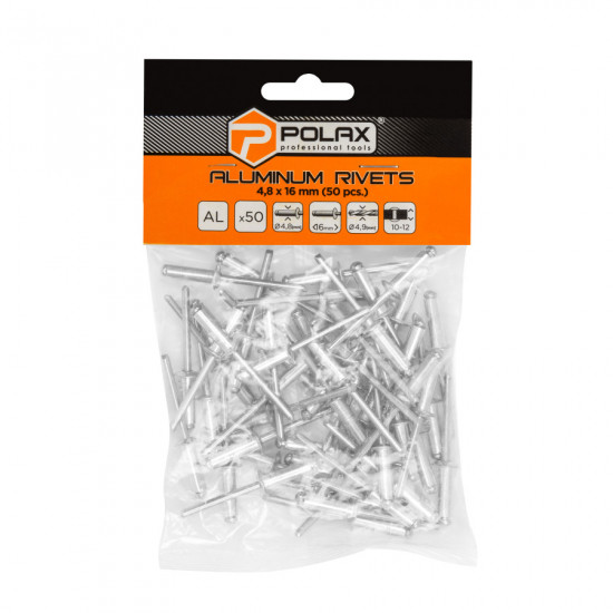 Заклепки алюмінієві витяжні 4,8 х 16 мм Polax (37-019) Заклепки алюмінієві витяжні 4,8 х 16 мм Polax (37-019)