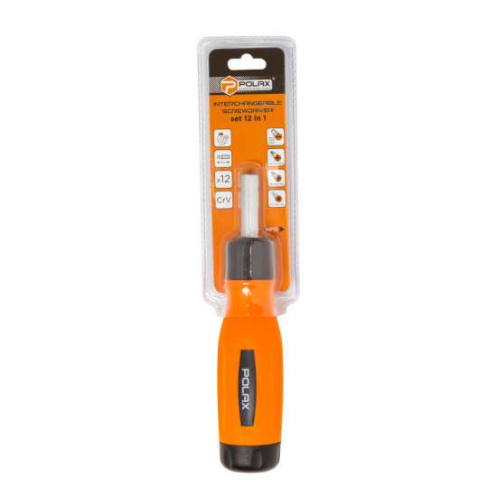 Викрутка реверсивна зі змінними бітами 12 в 1 Polax (40-002)