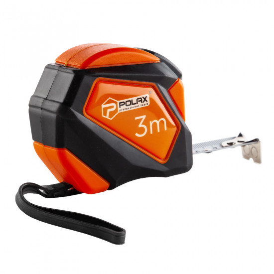 Рулетка Polax вимірювальна будівельна гумова нейлонове покриття автостоп 3 м х 16 мм (29-014)