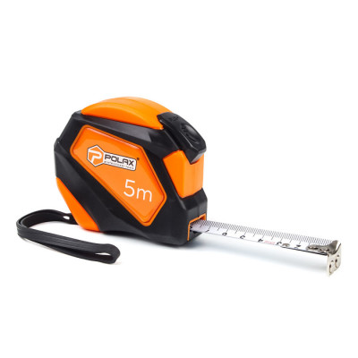 Рулетка Polax вимірювальна будівельна гумова нейлонове покриття автостоп 5 м х 19 мм (29-015)