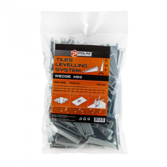 Клин СВП MINI Polax система вирівнювання плитки 9х70 мм 100 шт. (1000-208)
