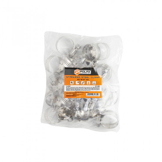 Хомут 16-27 мм нержавіючий Polax черв'ячний (37-025)