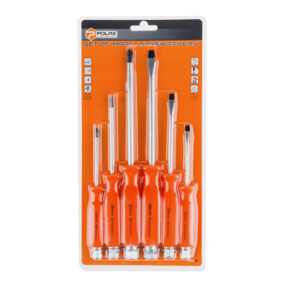 Набір викруток Polax ударні 6 предметів (51-063) Набір викруток Polax ударні 6 предметів (51-063)