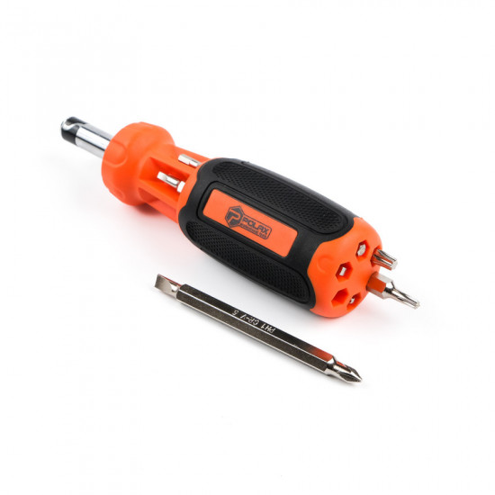 Викрутка Polax з реверсом і змінними бітами 7 в 1 (51-042)