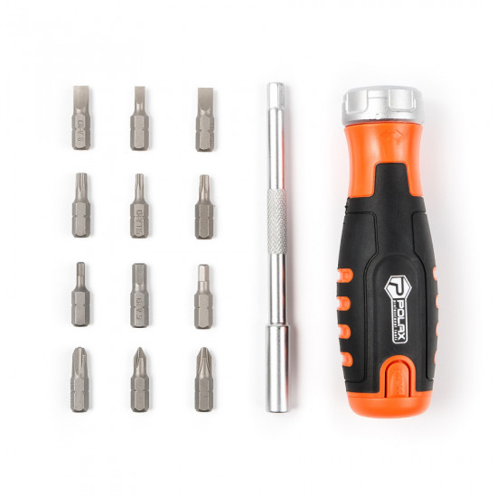 Викрутка Polax з реверсом і змінними бітами 12 в 1 (51-043)