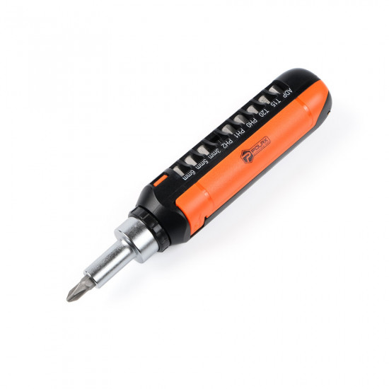 Викрутка Polax з реверсом, змінними насадками і бітами 15 в 1 (51-046)