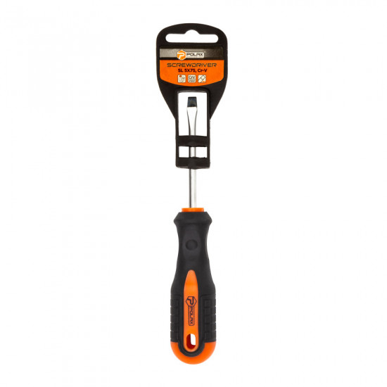 Викрутка Polax шлицевая плоская SL5 X 75, Cr-V (51-002)