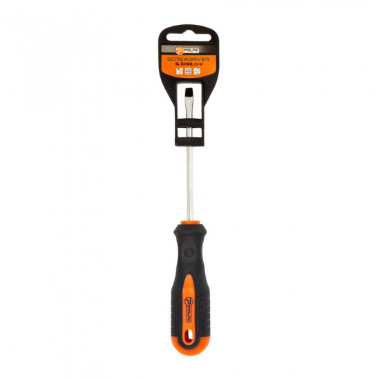 Викрутка Polax шлицевая плоская SL5 X 100, Cr-V (51-003)