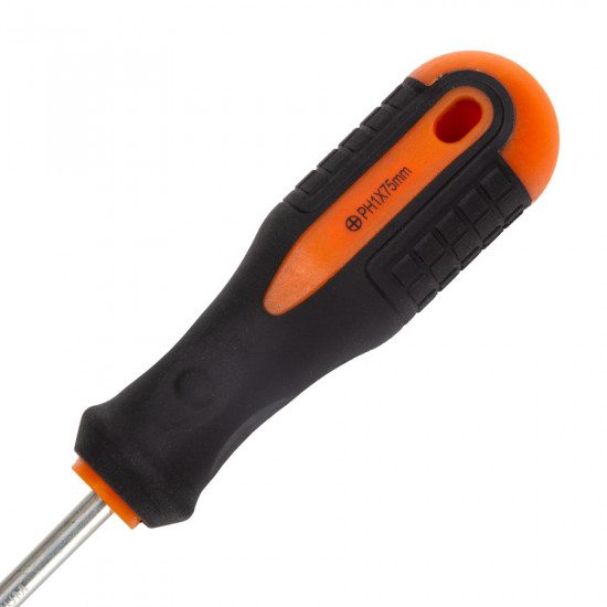 Викрутка Polax крестовая PH1 х 75, Cr-V (51-059)