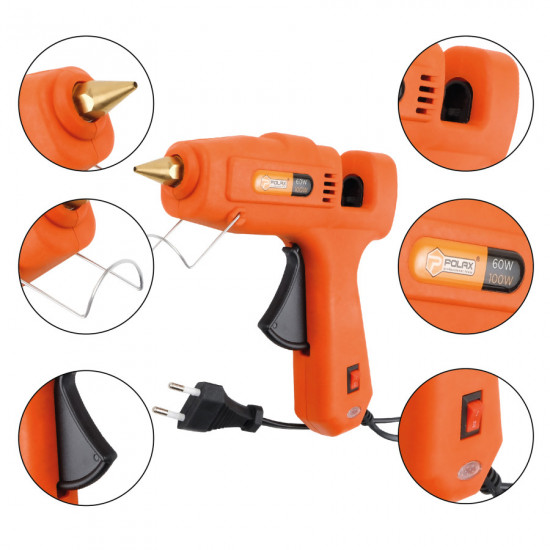 Клейовий пістолет Polax з перемикачем 11,2 мм 60-100 Вт (32-003)