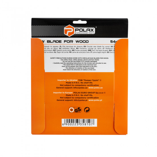 Диск пильний Polax по дереву з твердосплавними напайками 230x30.0/25.4, 60Т (54-147)