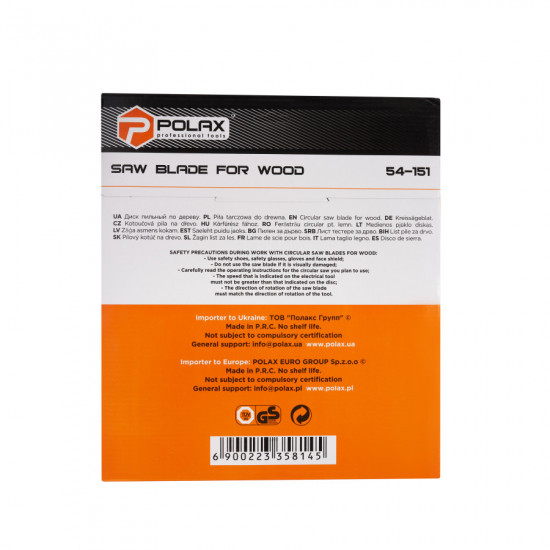 Диск пилочный Polax по дереву с твердосплавными напайками 300x32.0/30.0, 60Т (54-151)